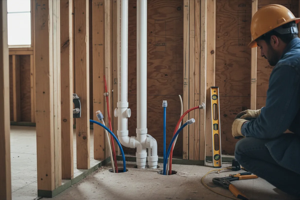 Drain and supply rough-in during Leak Detection in Kellogg