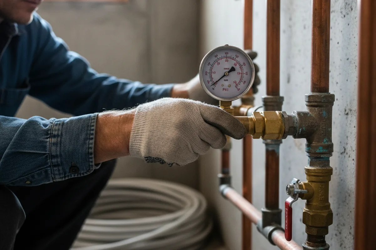 Pressure testing a repaired line during Water Line Repair in Kellogg